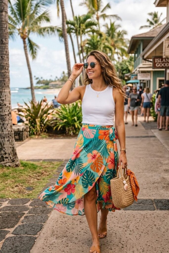 7. Wrap Skirt with Tank Top