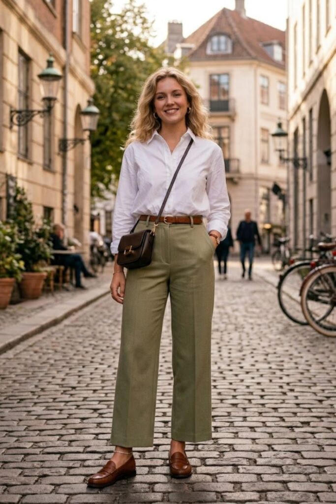 8. Button-Down Shirt with Wide-Leg Pants