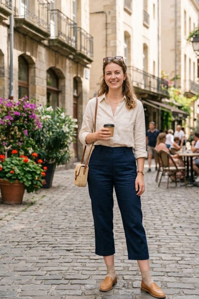 8. Button-Up Shirt With Capri Pants