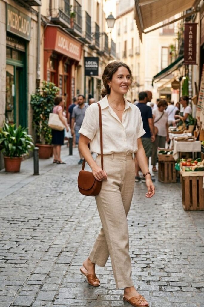 8. Button-Up Shirt with Linen Pants
