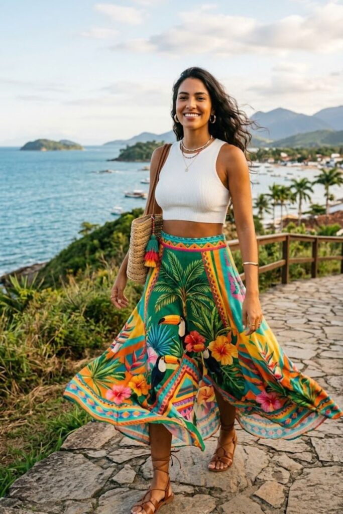 8. Crop Top With Maxi Skirt