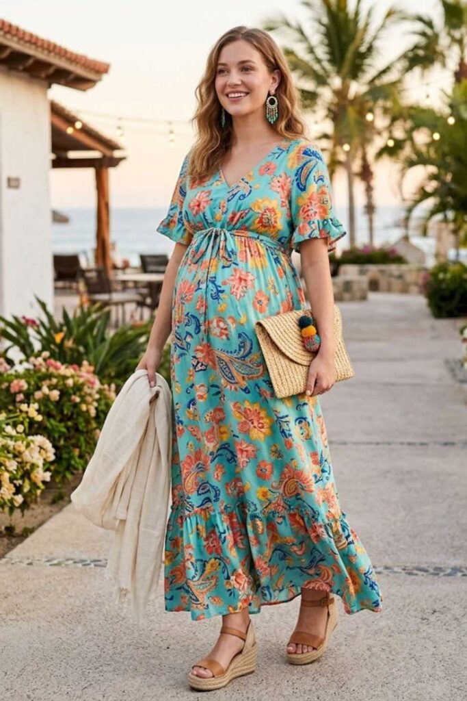 8. Empire Waist Dress with Wedges