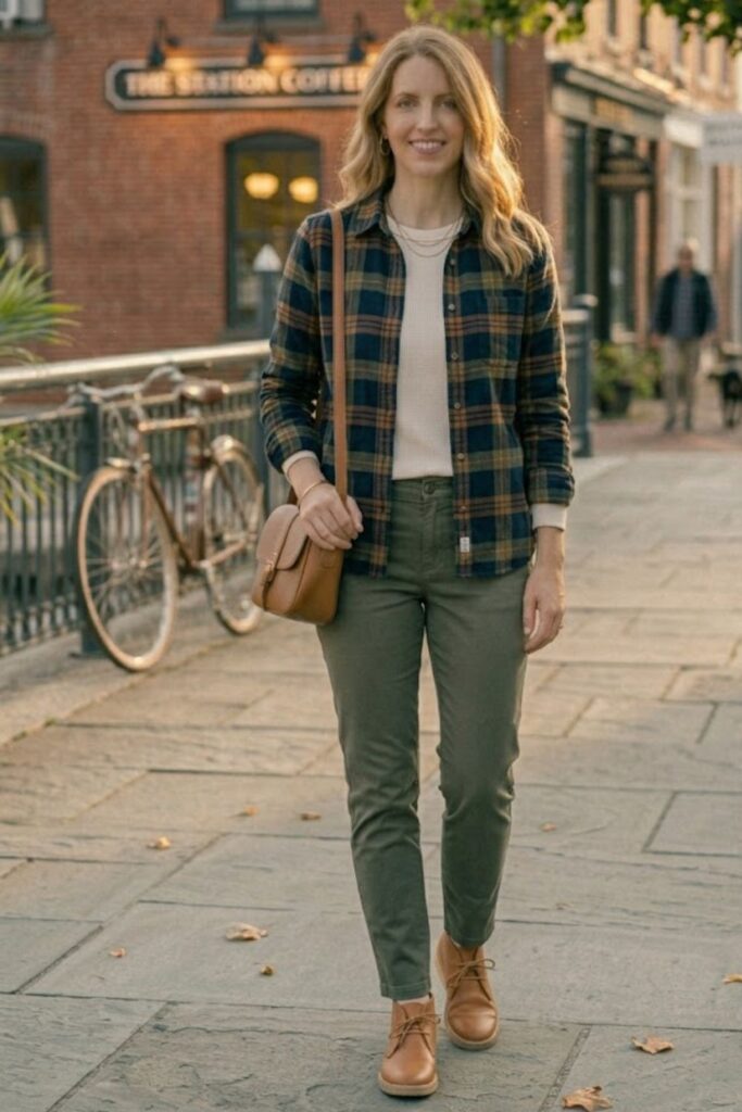 8. Flannel Shirt with Chinos