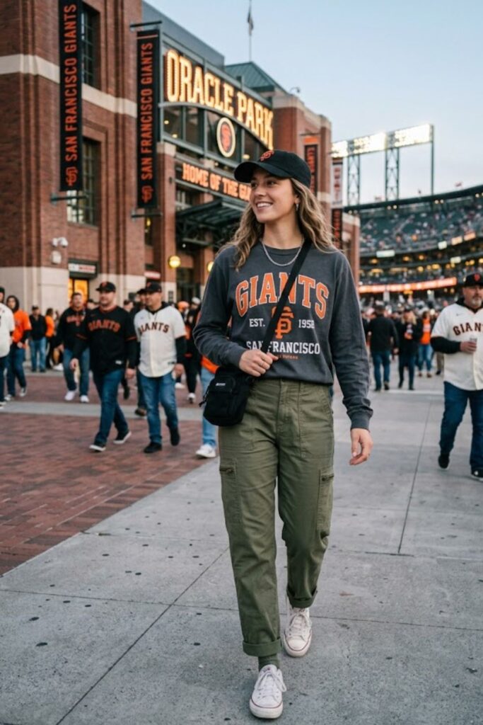 8. Long-Sleeve Tee With Cargo Pants