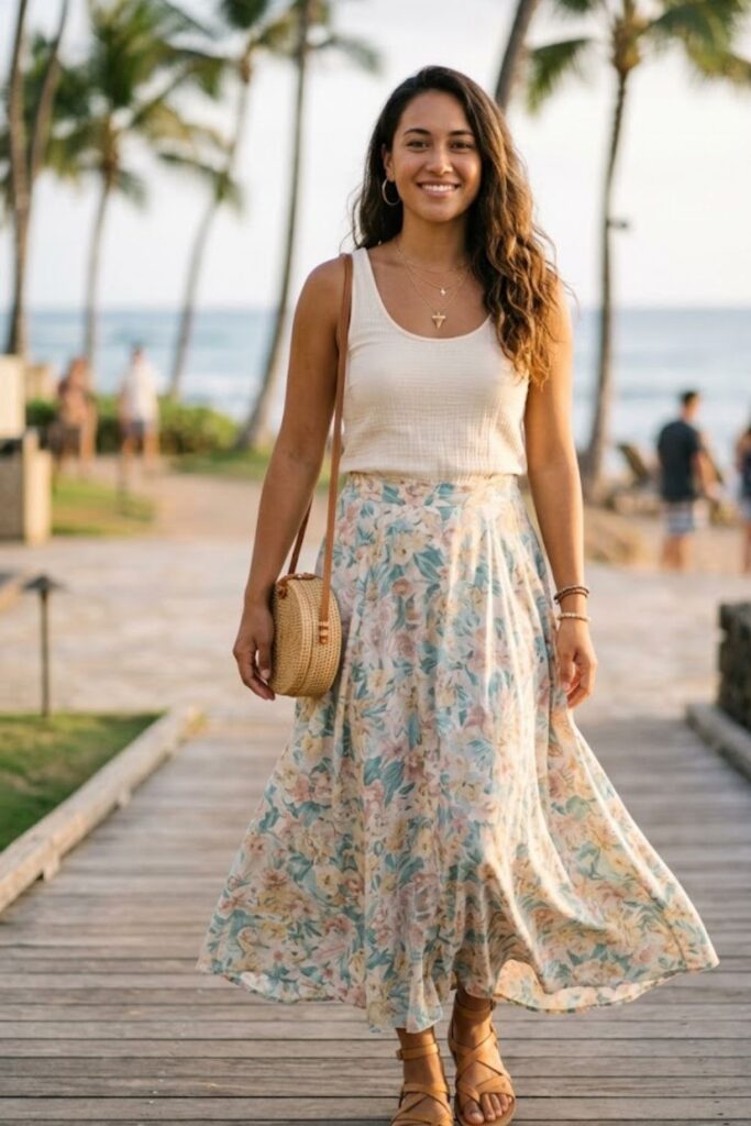 8. Maxi Skirt With Tank Top