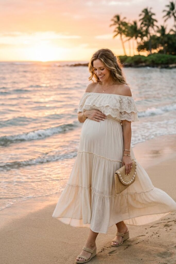 8. Off-Shoulder Maternity Dress