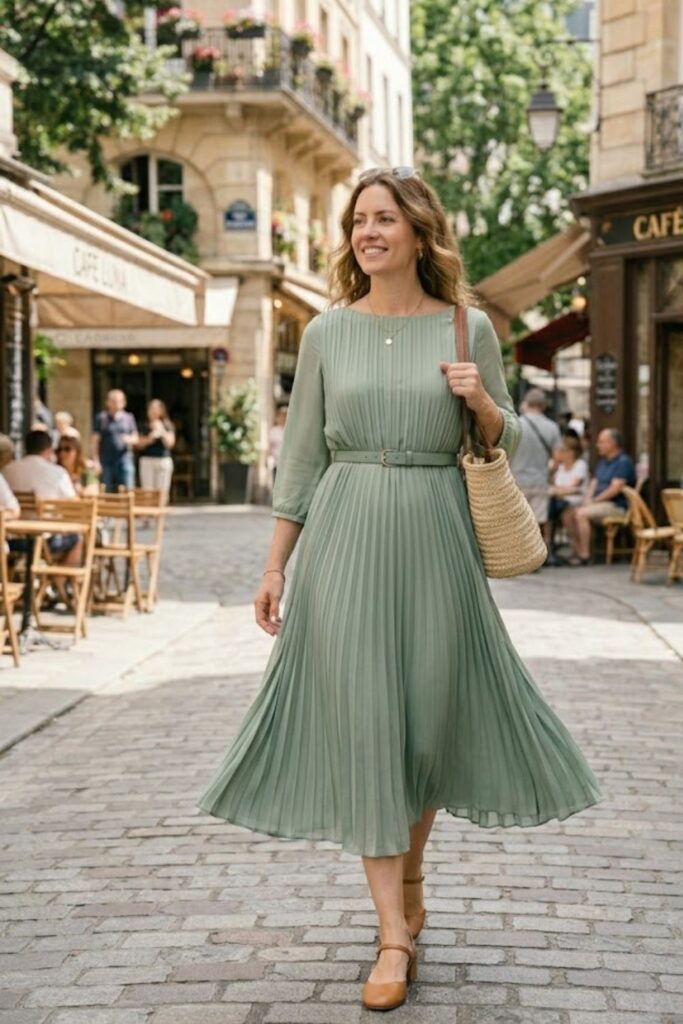 8. Pleated Midi Dress