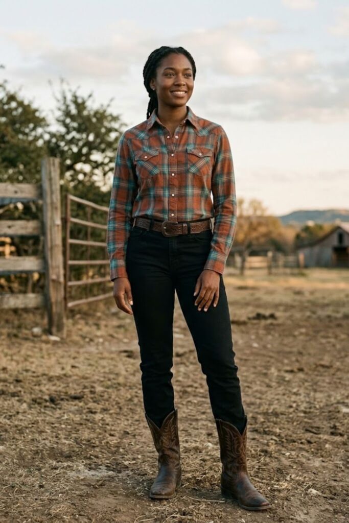 8. Western Shirt With Black Jeans