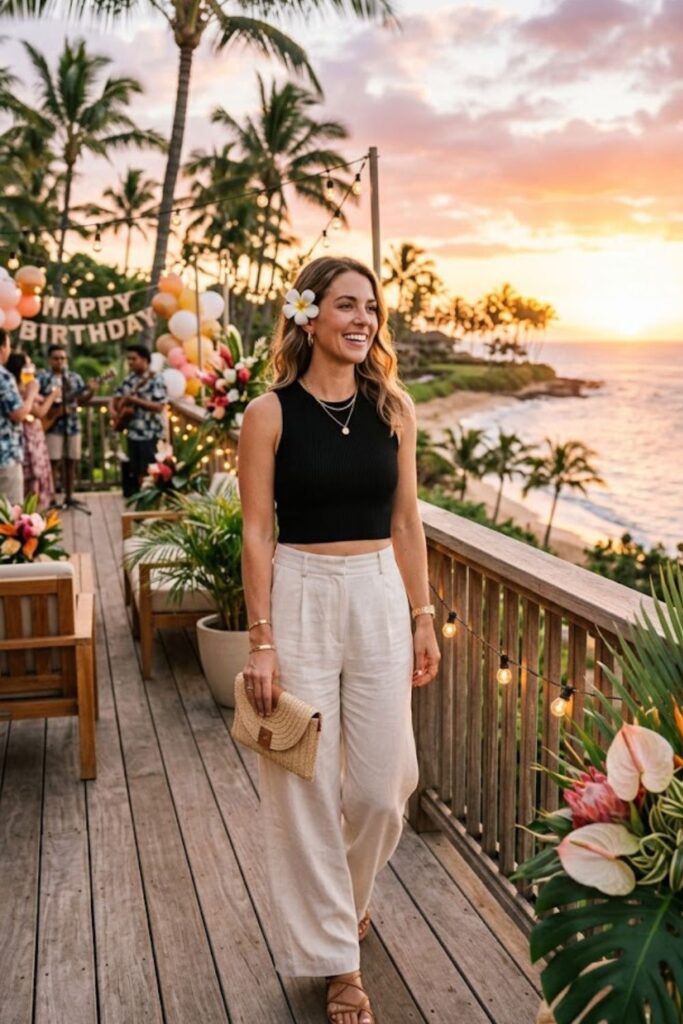 8. Wide-Leg Pants With Crop Top