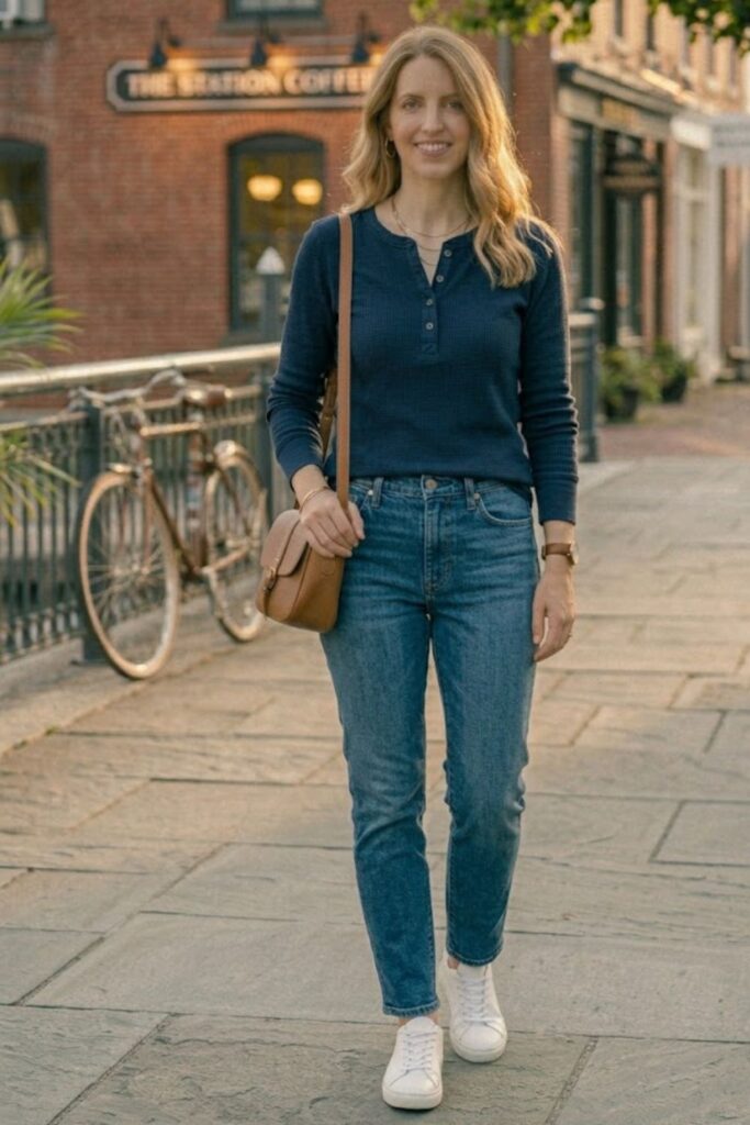9. Henley Shirt with Jeans
