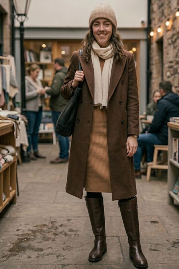 9. Knit Dress with Long Coat