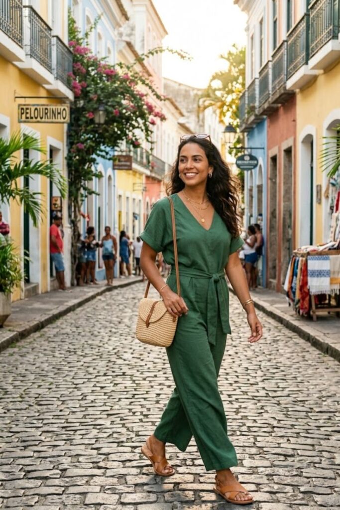 9. Lightweight Jumpsuit With Sandals