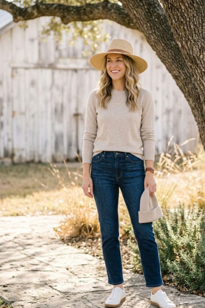 9. Lightweight Sweater with Jeans