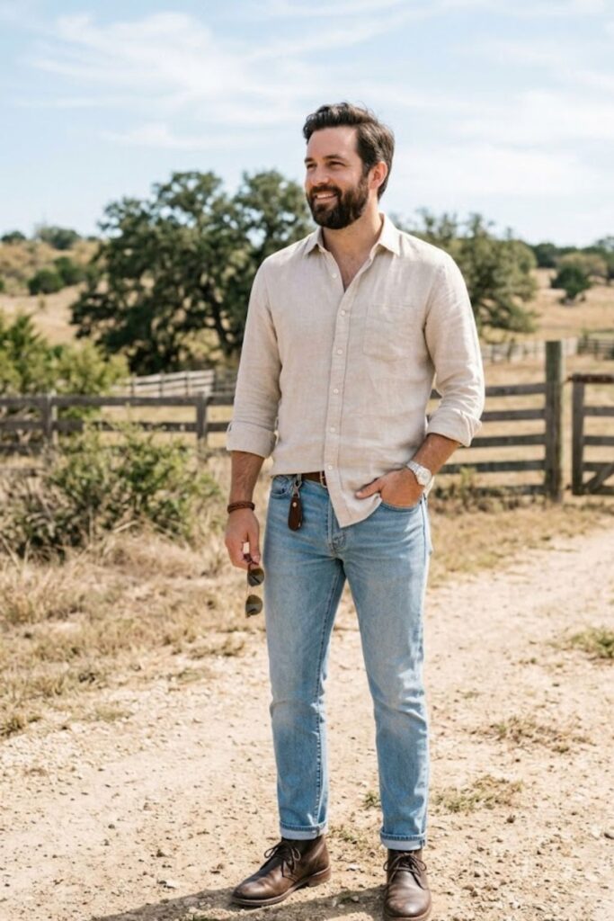 9. Linen Shirt With Light Wash Jeans