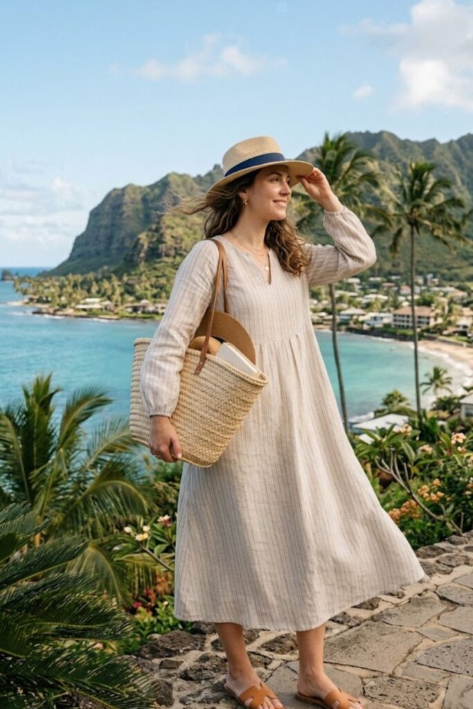 9. Long Sleeve Linen Dress