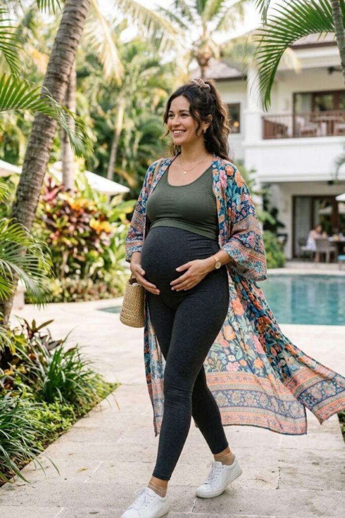 9. Maternity Tank Top with Leggings