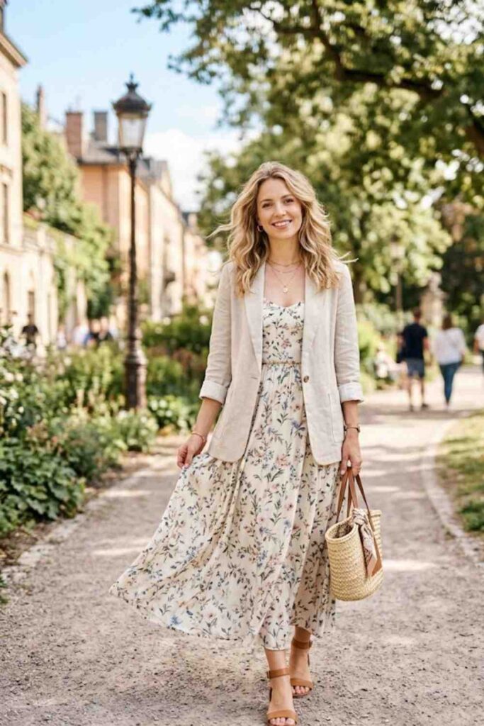 9. Maxi Dress With Light Jacket
