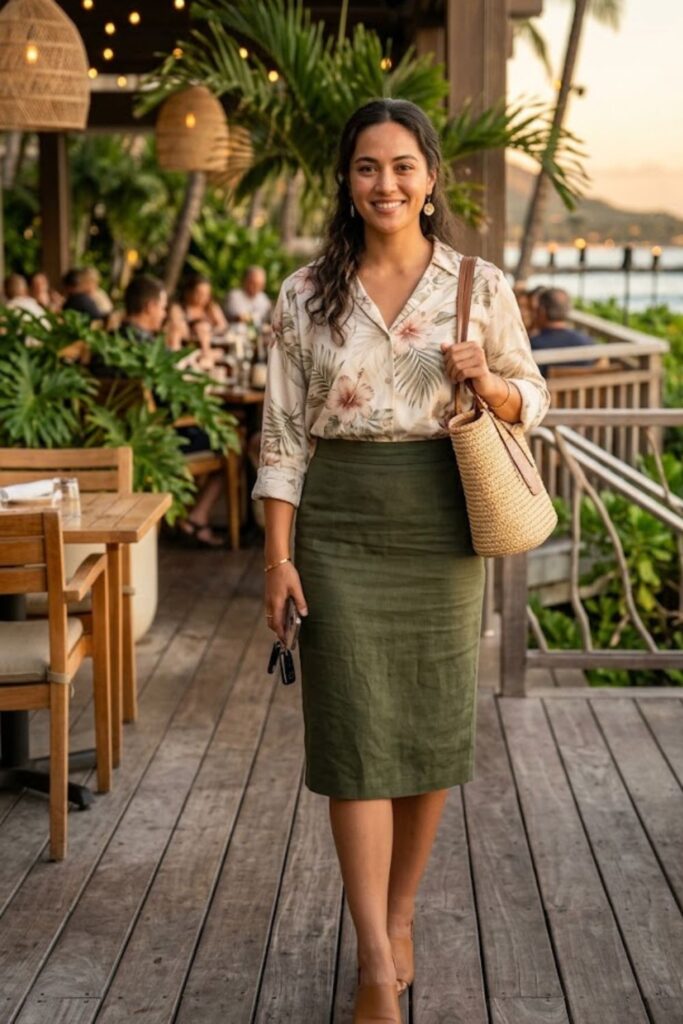 9. Pencil Skirt With Blouse