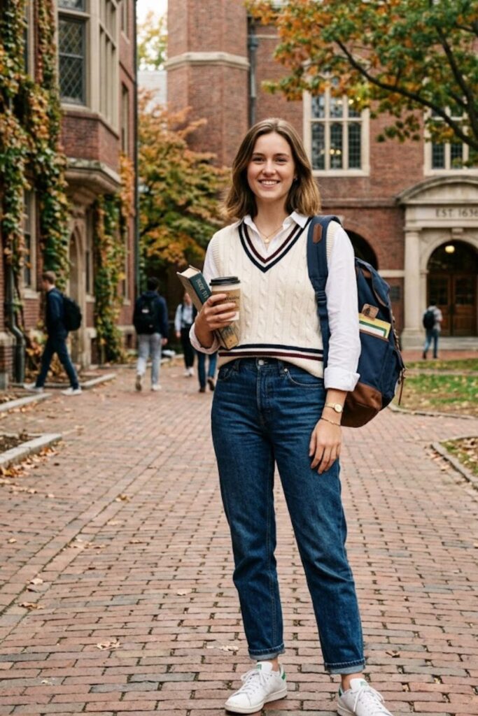 9. Sweater Vest Over Collared Shirt
