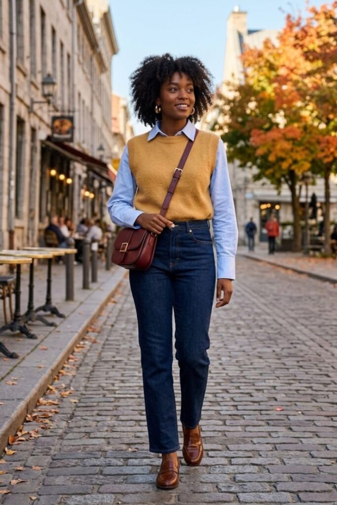 9. Sweater Vest with Button-Up Shirt