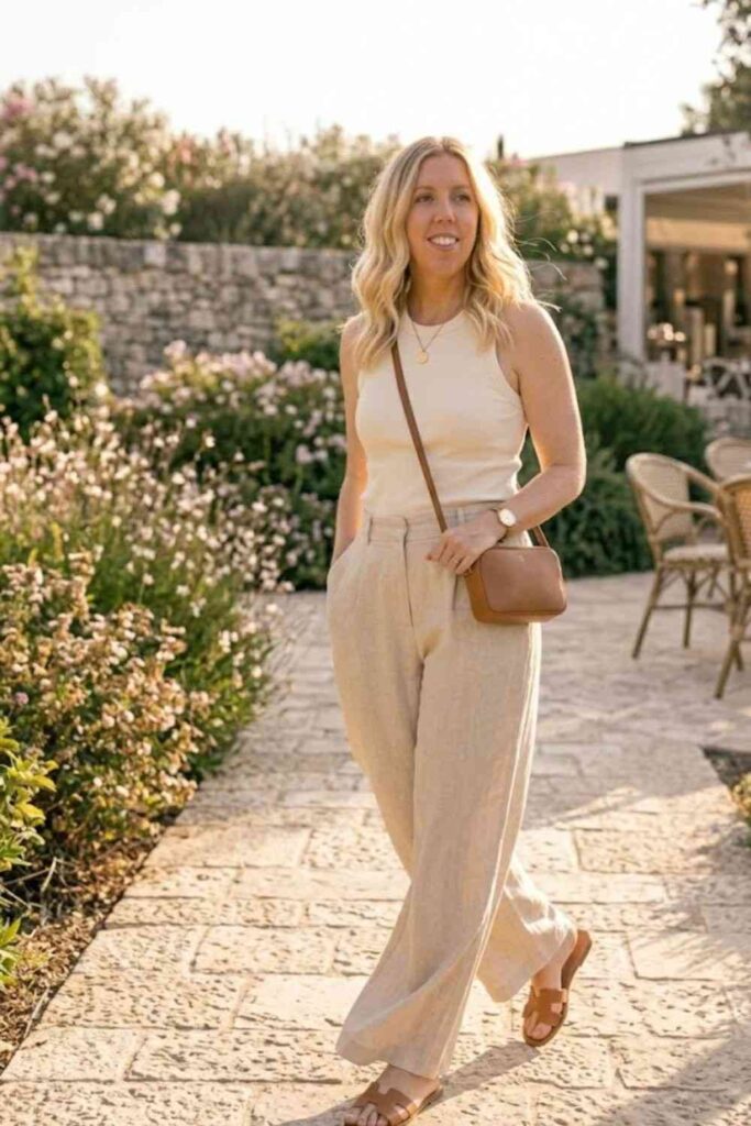 9. Tank Top with Wide-Leg Pants
