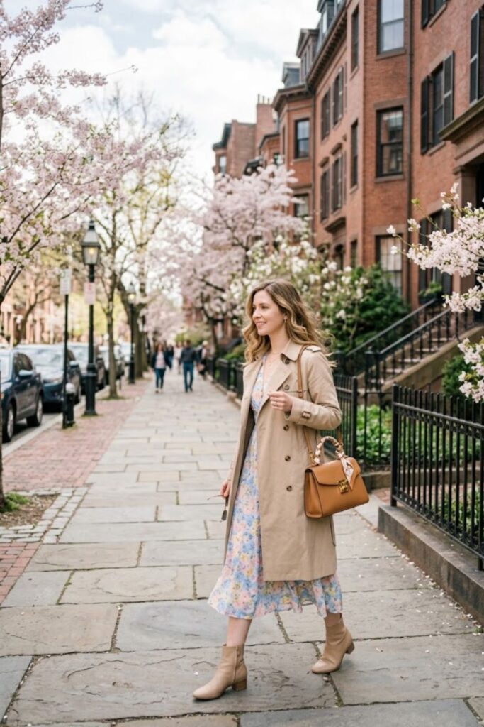 9. Trench Coat With Midi Dress