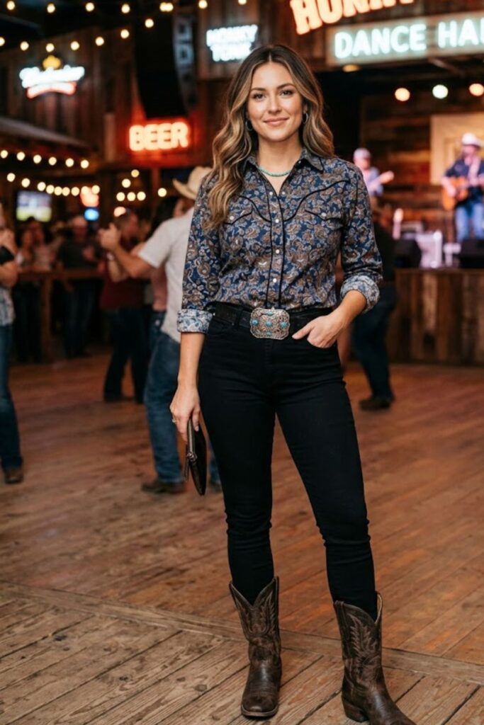 9. Western Shirt With Black Jeans