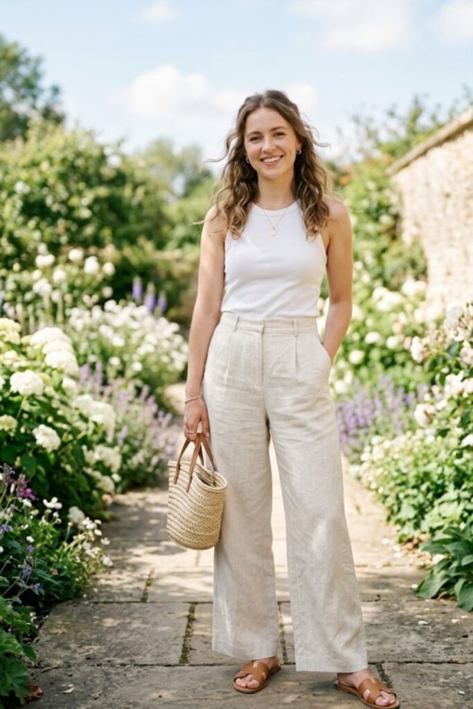 9. Wide-Leg Pants With Tank Top