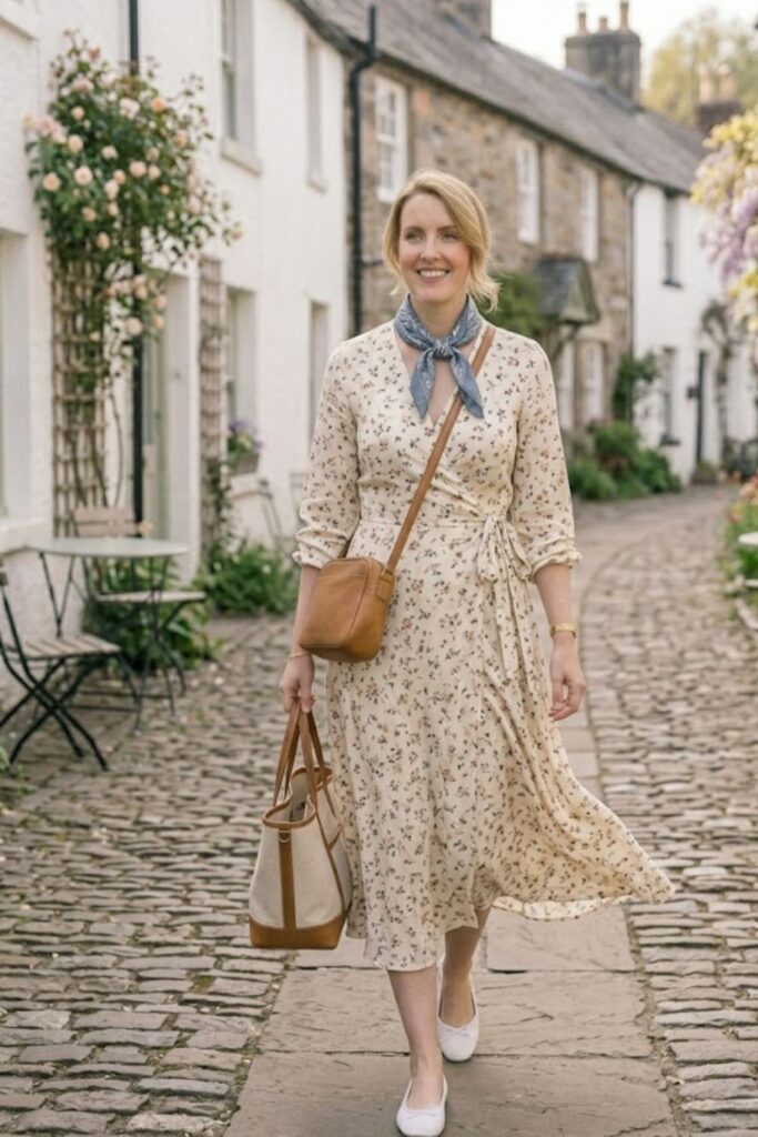 9. Wrap Dress with Flats