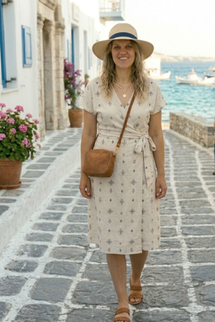 9. Wrap Dress with Sandals