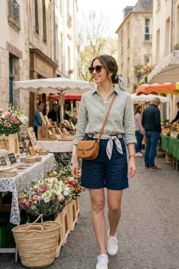 Button-Up Shirt with Shorts