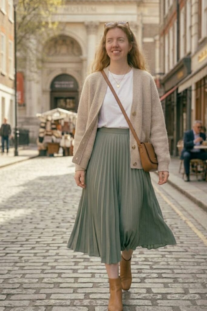 Cardigan with Midi Skirt