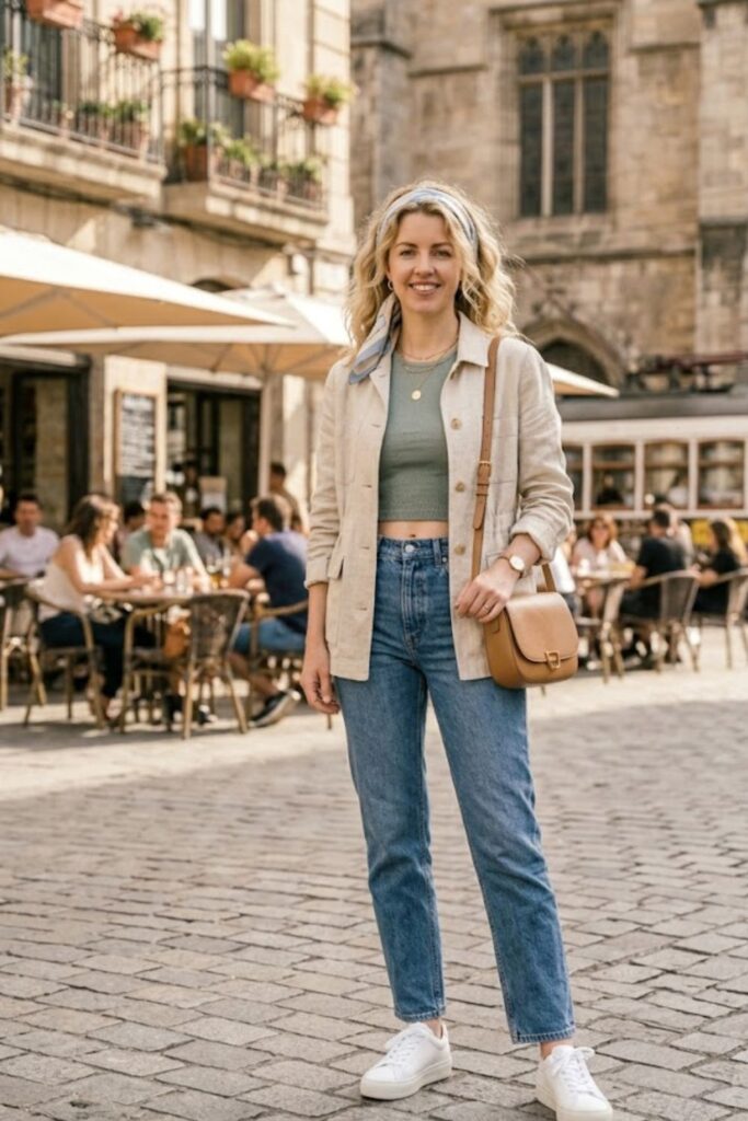 Crop Top with High-Waisted Jeans
