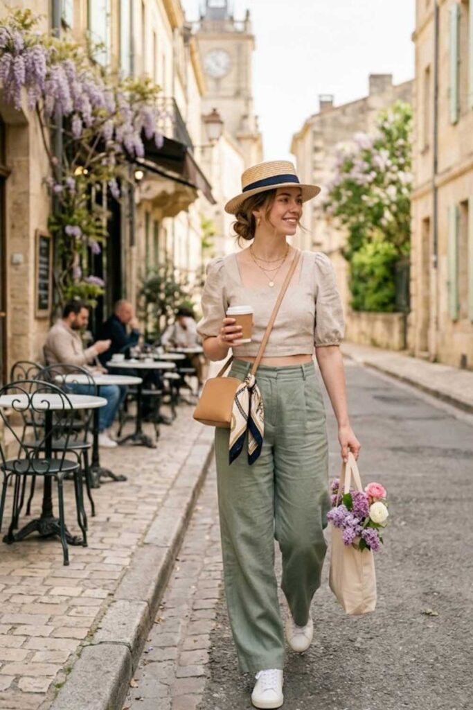 Crop Top with High-Waisted Pants