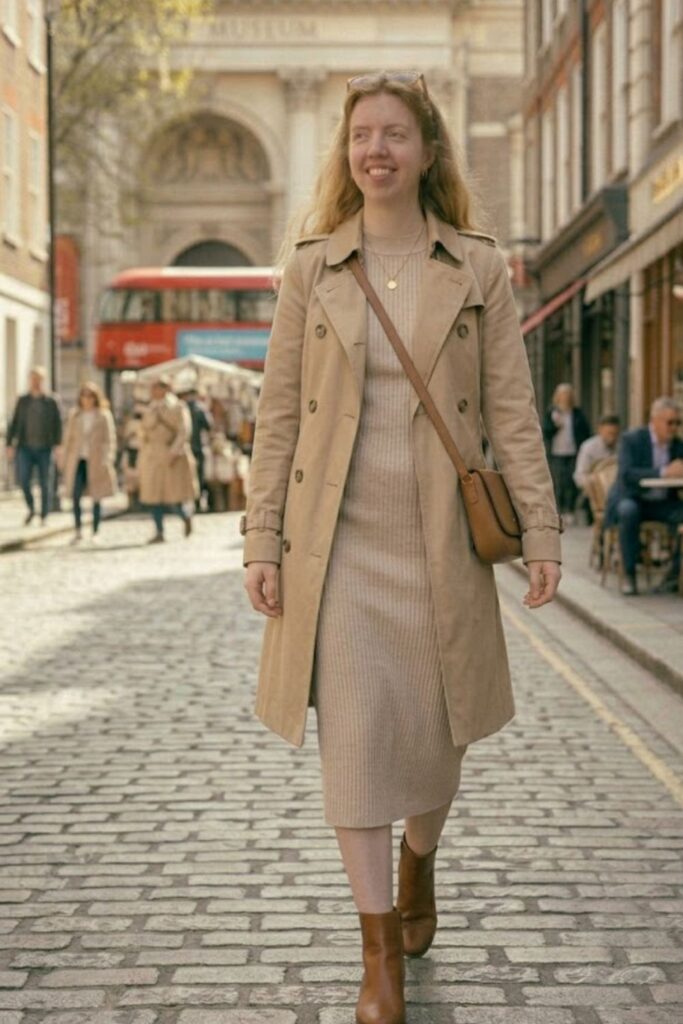 Knit Dress with Ankle Boots
