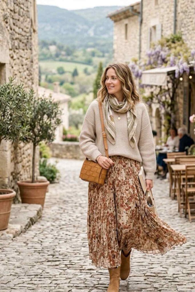 Knit Sweater with Maxi Skirt