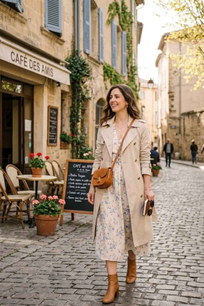 Light Trench Coat with Dress