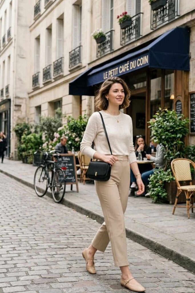 Lightweight Knit Top with Cropped Trousers