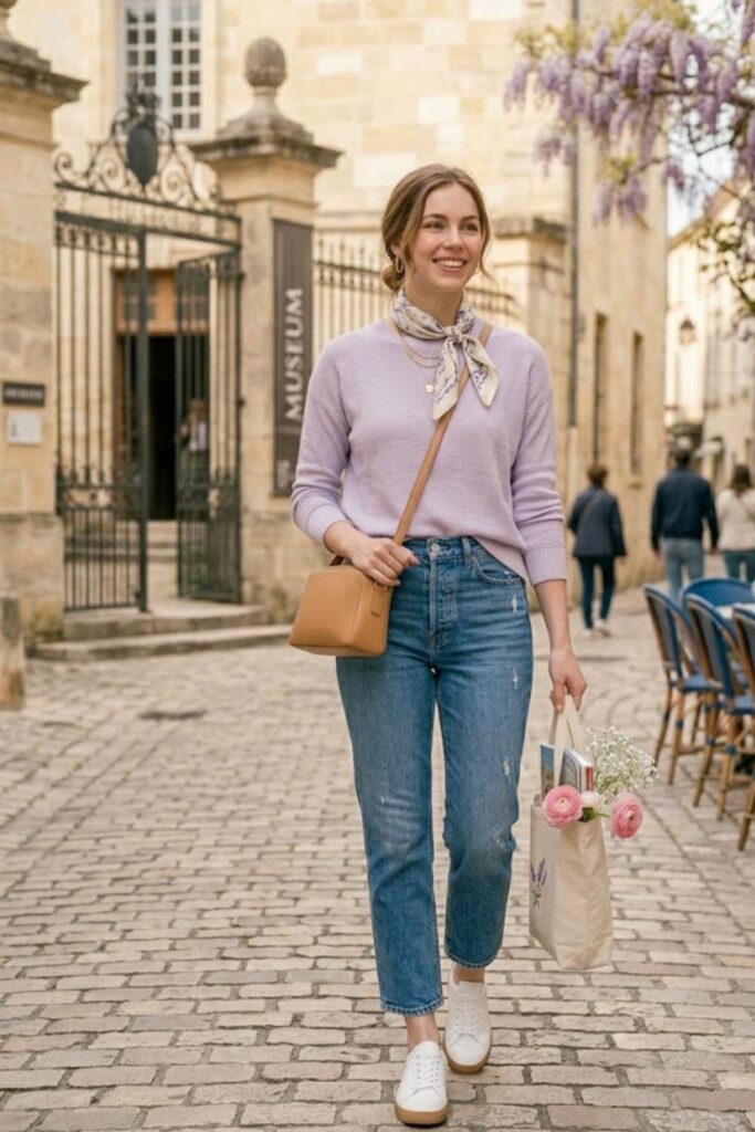 Lightweight Sweater with Cropped Jeans