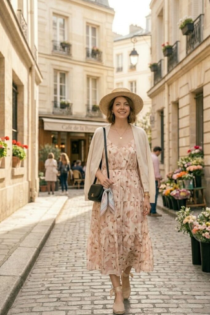 Midi Dress with Cardigan