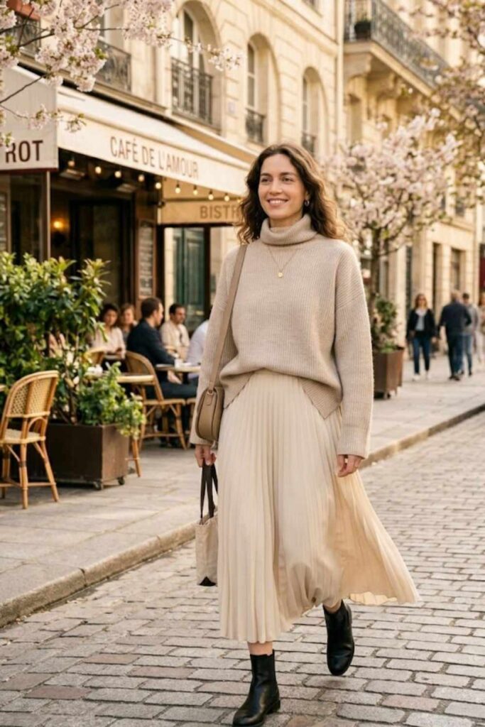 Oversized Sweater with Midi Skirt