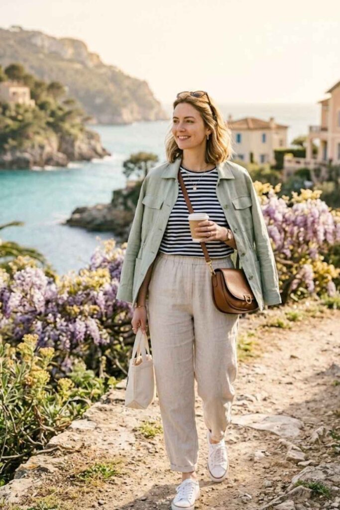 Striped Tee with Linen Pants
