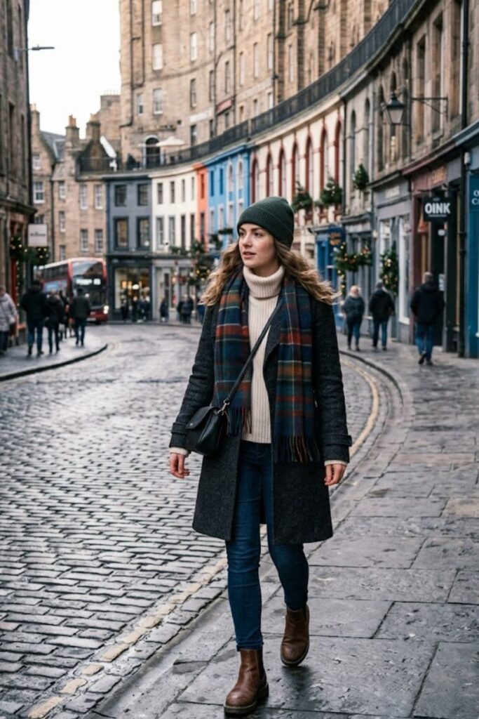 1. Wool Coat With Turtleneck And Skinny Jeans