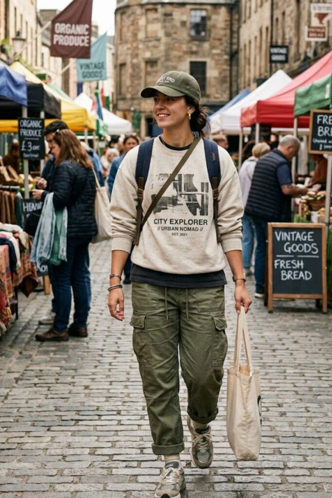 11. Graphic Sweatshirt With Cargo Pants