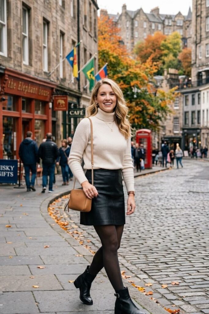 11. Leather Skirt With Knit Top