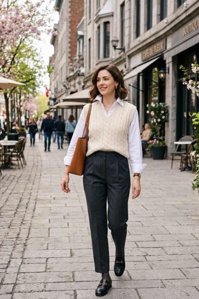 11. Sweater Vest With Shirt And Trousers