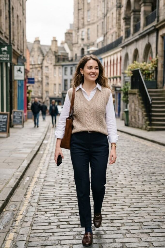11. Sweater Vest With Shirt And Trousers