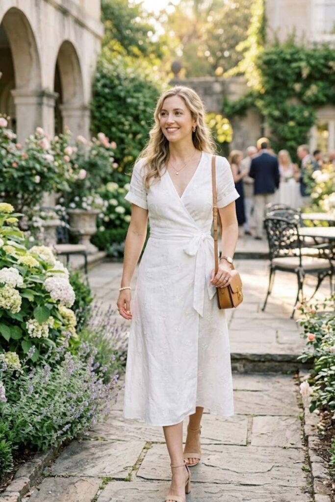 11. Wrap Dress With Low Heels