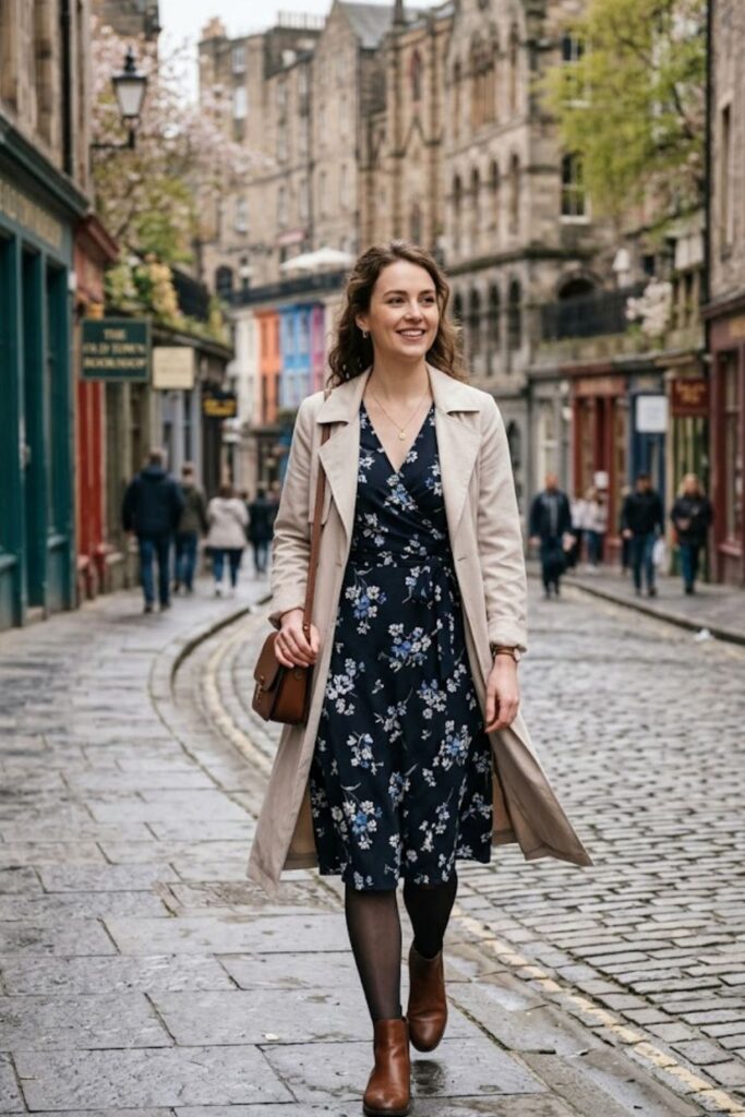 12. Wrap Dress With Lightweight Coat