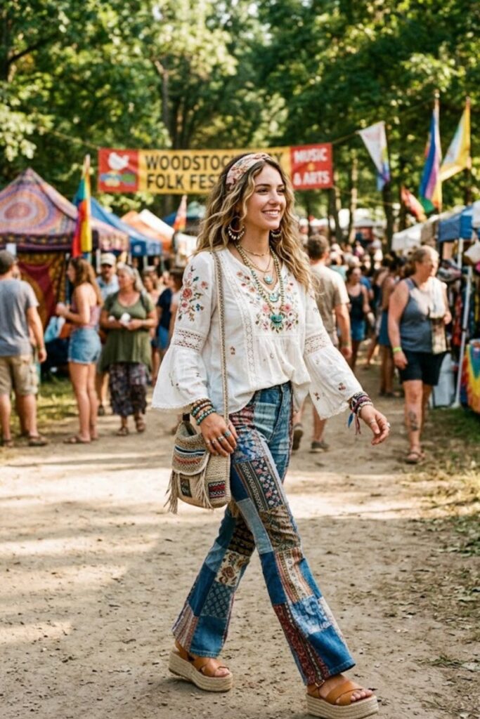 13. Boho Blouse With Flared Pants